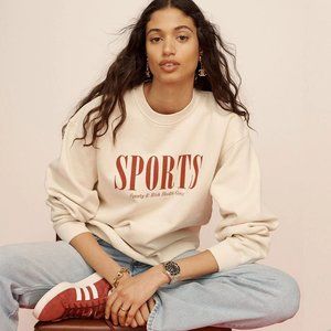 NEW SPORTY & RICH SPORTS IVY CREW CREAM SWEATSHIRT SZ XS